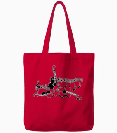 Music Instruments Tote Bags - Red