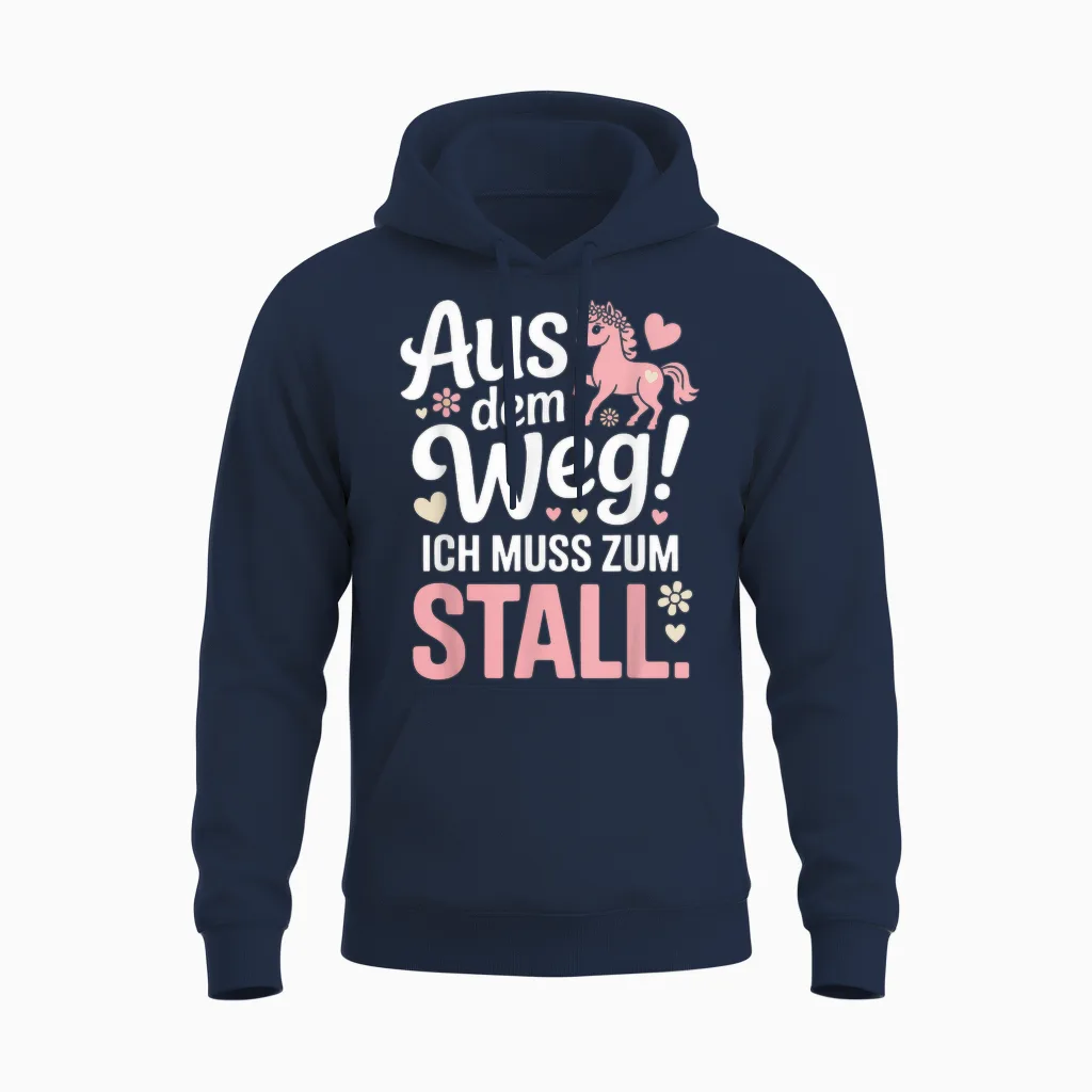 Reiten Aus Dem Weg Ich Muss Zum Stall Pferdemädchen Pferde Unisex Hoodie in Navy