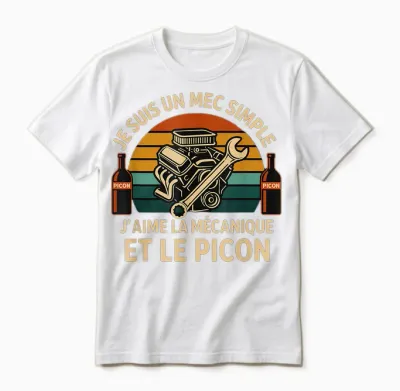 Picon Mécanique Apéro T-Shirt Idée Cadeau Mécanicien Homme Unisex T-Shirt - White