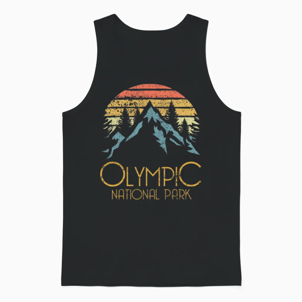 Olympic National Park Washington Mountains Unisex Tank Top in Black