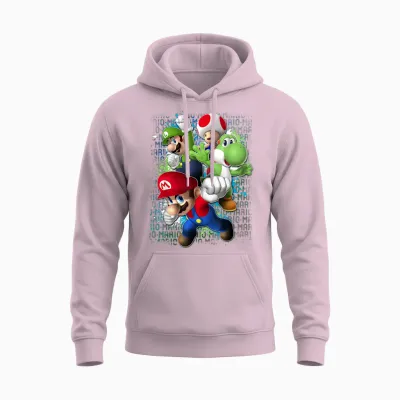 Nintendo Super Mario Luigi Paint Splatter Action Unisex Hoodie - Light Pink