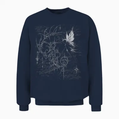 Y2k Grunge Fairy Alt Goth Sigilism Vintage Graphic Unisex Sweatshirt - Navy