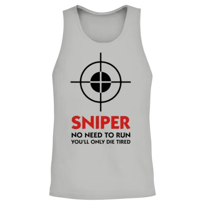 Sniper - Sniper No Need to Run Unisex Tank Top - Ash