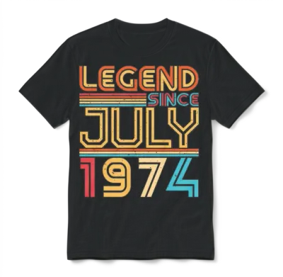 1974 July Retro Unisex T-Shirt - Black