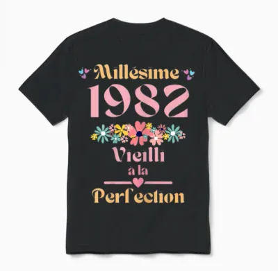 42 Ans Femme 1982 Idée Cadeau Anniversaire Humour Funny T-Shirt, Black Unisex T-Shirt - Black