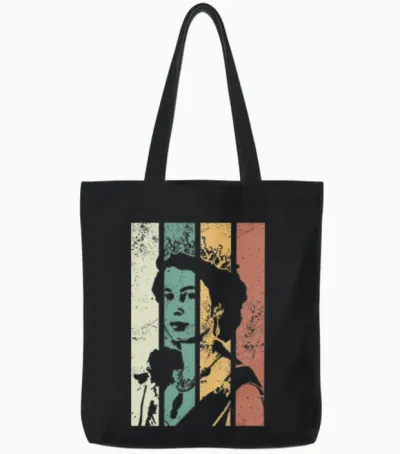 Queen Elizabeth Retro Colors Tote Bags - Black
