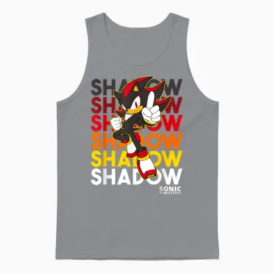 Sonic the Hedgehog Shadow Stacked Text Cool Logo Unisex Tank Top - Sport Grey