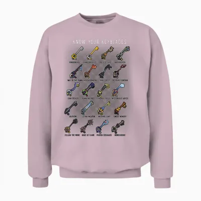 Disney Kingdom Hearts Know Your Keyblade T-Shirt Small Unisex Sweatshirt - Light Pink