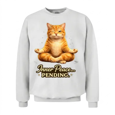 Zen Cat Inner Peace Pending Unisex Sweatshirt - White