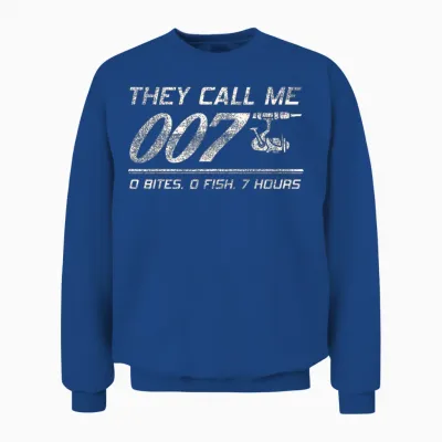 4anglers Fisherman Joke Dad - They Call Me 007 - Funny Fishing Humor Unisex Sweatshirt - Royal