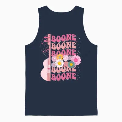 Girl Retro Boone Groovy Flower First Name Personalized 80's Unisex Tank Top - Navy