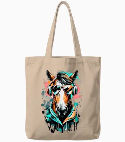 Horse Riding - Cute Horse Head - Equestrian Sports Tote Bags - Natural