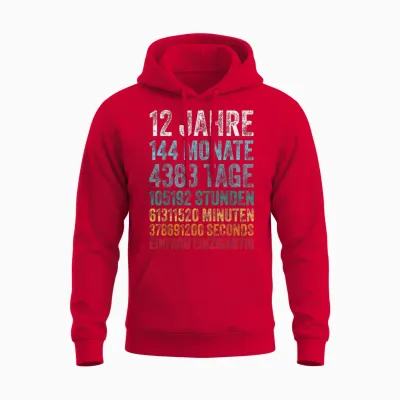 12th Birthday Boy Boy Children Decoration 12th Birthday Unisex Hoodie - Red