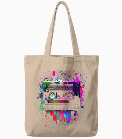 80er 90er Jahre Retro Party Verkleidung Kassette Tape Tote Bags - Natural