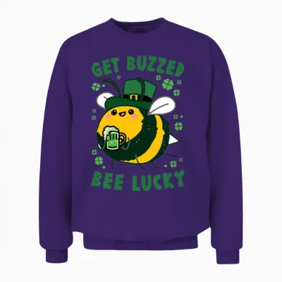 Get Buzzed Bee Lucky Unisex Sweatshirt - Purple