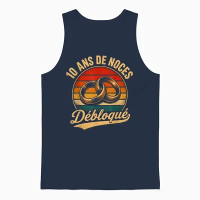10 Ans De Mariage Noces D' étain Débloqué Cadeau Vintage Unisex Tank Top - Navy