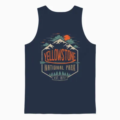 Yellowstone National Park Hiking Camping Unisex Tank Top - Navy