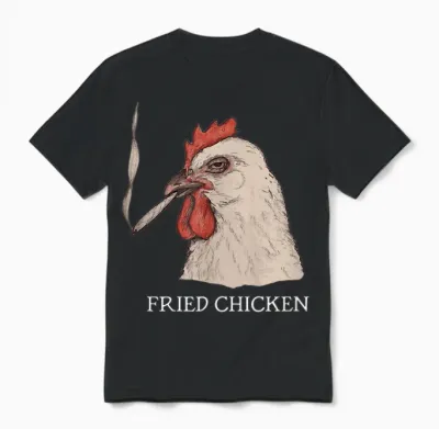 Fried Chicken 420 Smoking Marijuana, Funny Stoner, Weed Meme Unisex T-Shirt - Black