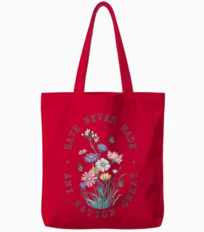 Floral Butterflies Democrat President Liberal Tote Bags - Red