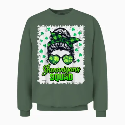 Shenanigans Squad St Patricks Day Women Girl St Patricks Day Unisex Sweatshirt - Military Green