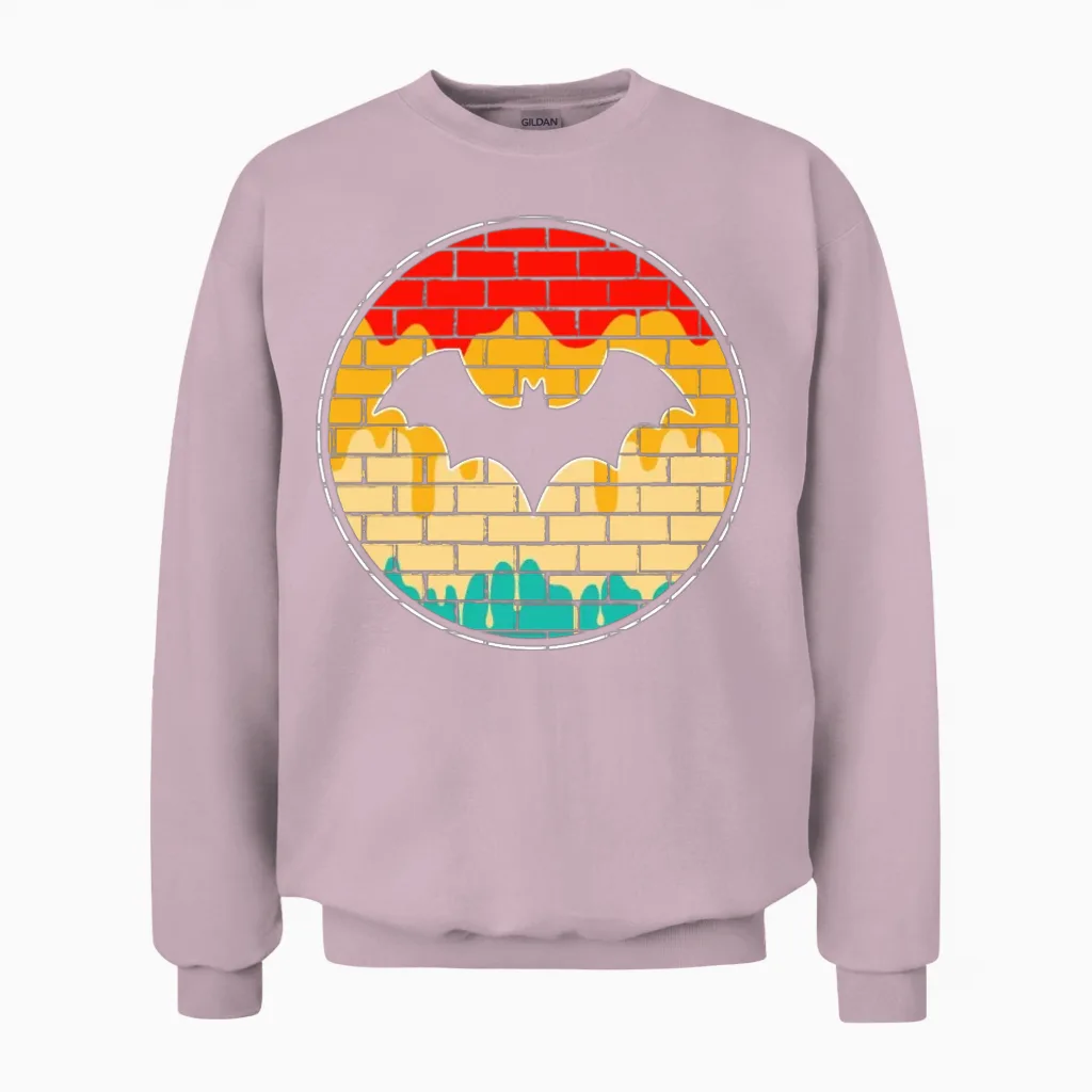 Bat Retro Unisex Sweatshirt in Light Pink