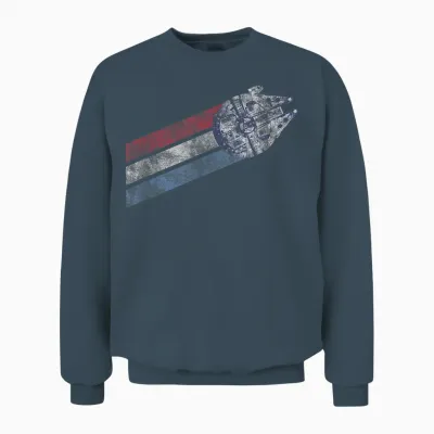 Star Wars Classic Americana Stripes Millennium Falcon Shot Unisex Sweatshirt - Dark Heather