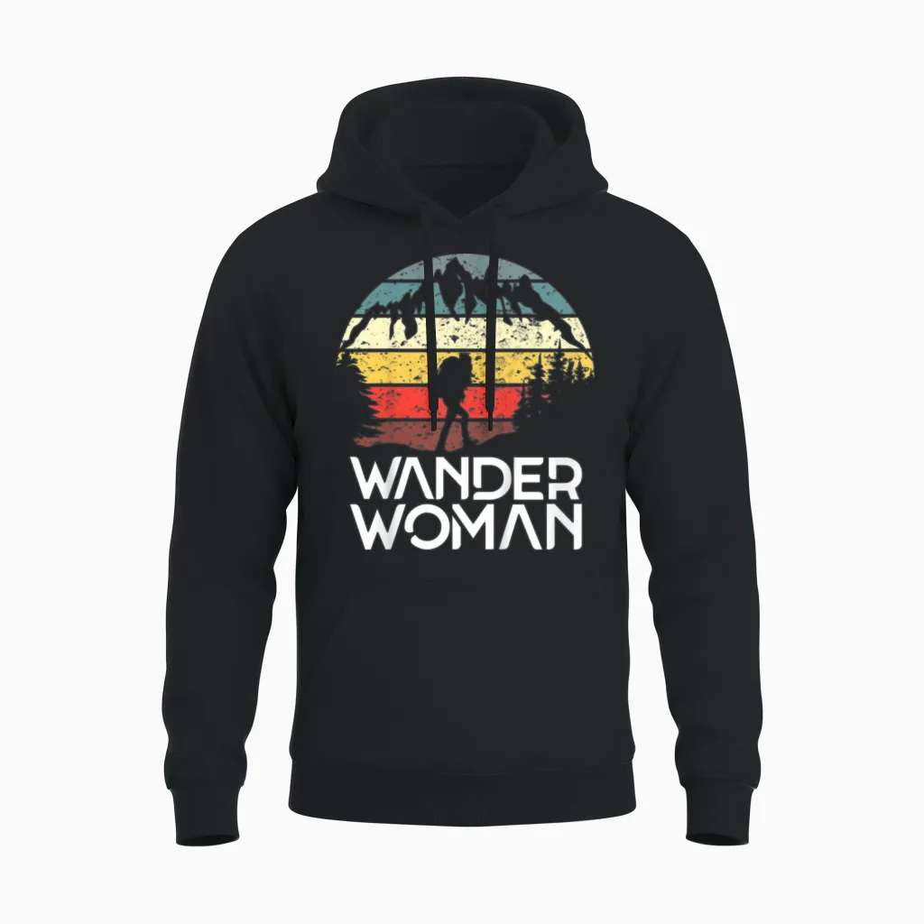 Hiking Wander Woman & Outdoors Gift Unisex Hoodie in Black