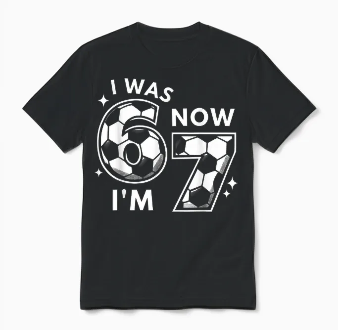 6 7 Birthday Boy 7 Years Old I Was 6 Now I'm 7 67 Unisex T-Shirt in Black
