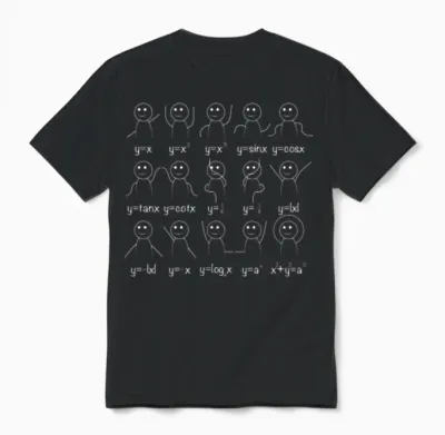 Math Functions Mathematics Nerdy Geek Student Gift Unisex T-Shirt - Black