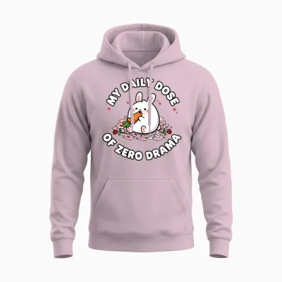 My Daily Dose of Zero Drama (funny Rabbit Edition) Unisex Hoodie - Light Pink