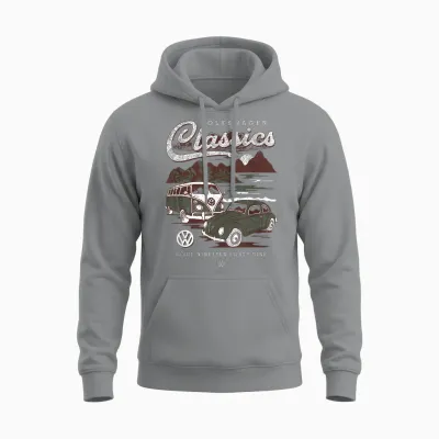 Volkswagen Type 2 T1 Campervan & Beetle Classics Father's Day Unisex Hoodie - Sport Grey