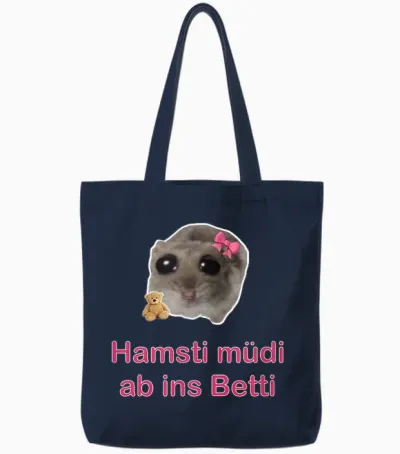 Trauriger Hamster Sad Hamster Hamsty Hamsti Schlafshirt Tote Bags - Navy