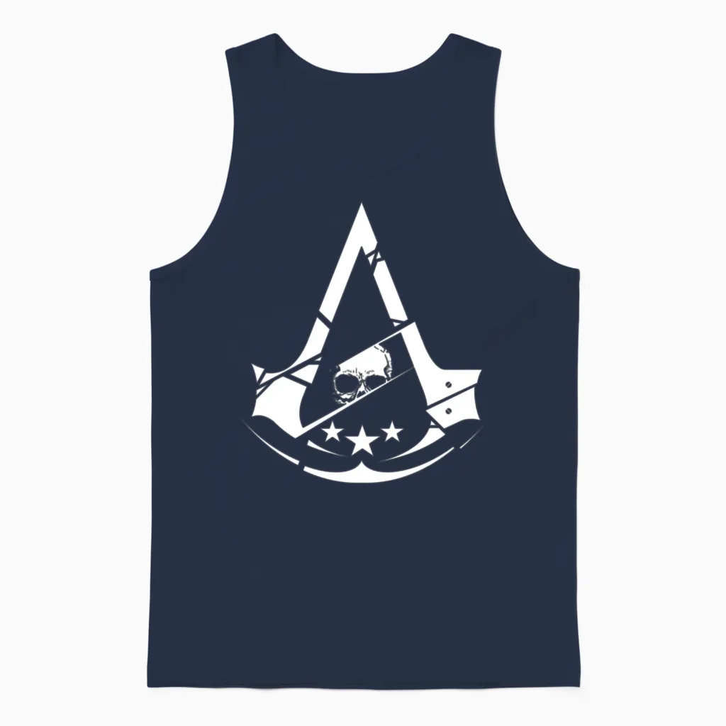 Assassins Creed Skull Logo Halloween Unisex Tank Top in Navy