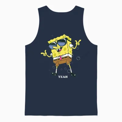 Spongebob Squarepants Cool Yeah Sunglasses Unisex Tank Top - Navy