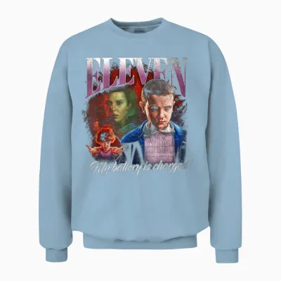 Stranger Things Eleven Homage Unisex Sweatshirt - Light Blue