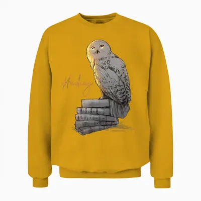 Harry Potter Hedwig Books Painted T-Shirt, Black Unisex Sweatshirt - Gold