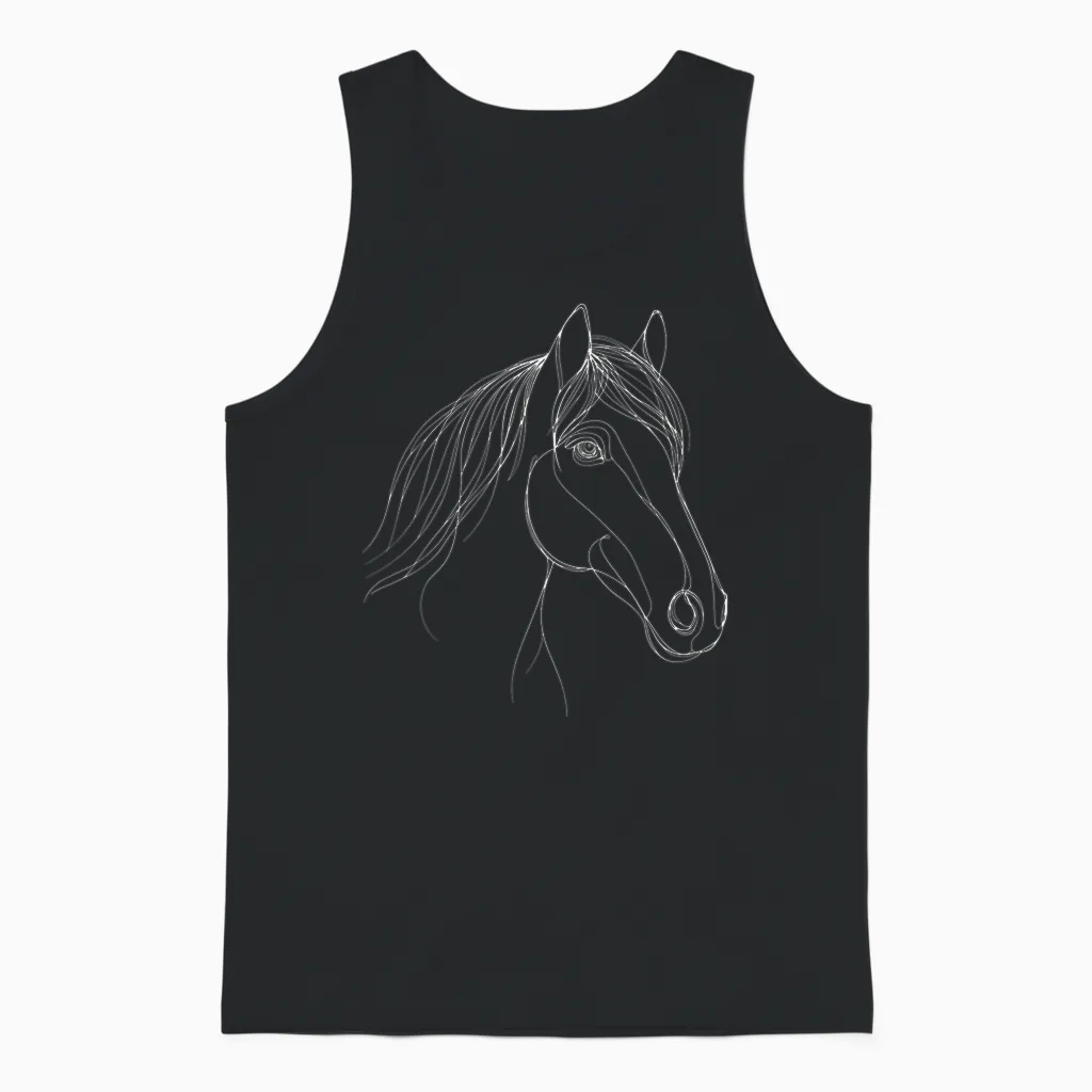 Line Art Cheval Knabstrupper équitation équestre Unisex Tank Top in Black