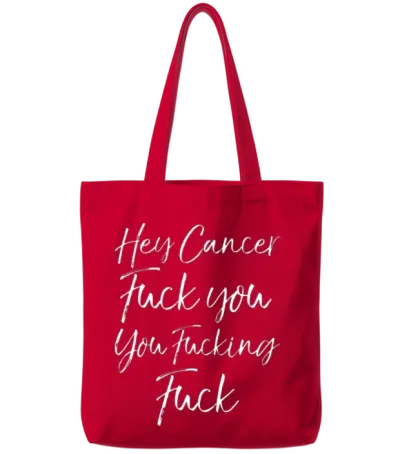 Funny Funk Cancer Gift Hey Cancer Tote Bags - Red