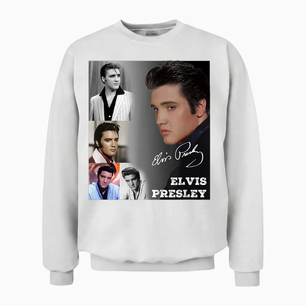 Elvis Presley 005 T-Shirt, Black Unisex Sweatshirt in White
