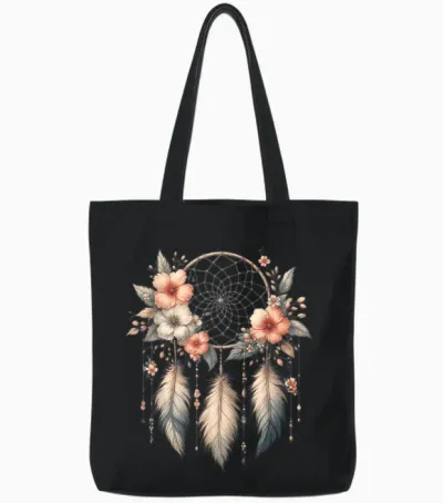 Symbole Attrape-Rêves Cool Dans Le Style Art Floral De Noël Tote Bags - Black