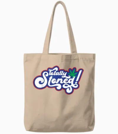 Retro Totally Stoned 420 Weed Marijuana T-Shirt, Black, S Tote Bags - Natural
