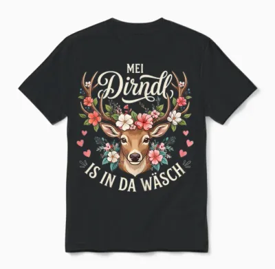 Passend Für Oktoberfest T-Shirt Damen Trachtenshirt Trachten Unisex T-Shirt - Black