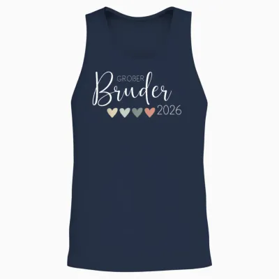 Ich Werde Ein Großer Bruder 2026 Heart Baby Announcement Unisex Tank Top - Navy