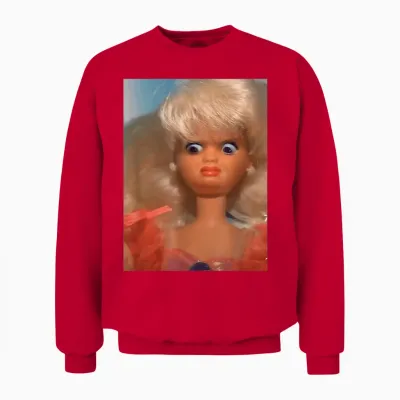 Disgusting Doll Meme Face Unisex Sweatshirt - Red