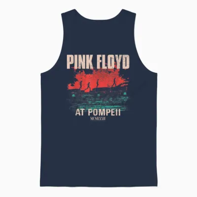 Album Cover by Pink Floyd in Concert at Pompeii T-Shirt, Black, S Unisex Tank Top - Navy