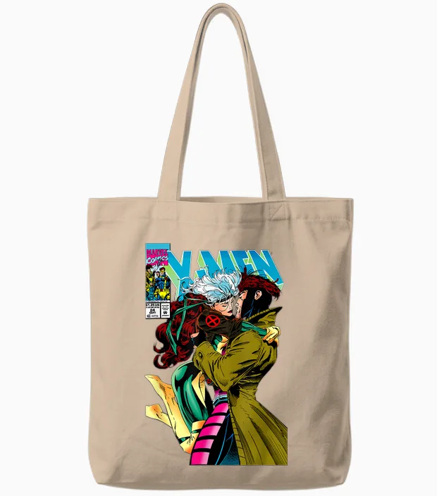 Marvel X-Men Gambit & Rogue Beautiful Couple Cover Tote Bags in Natural