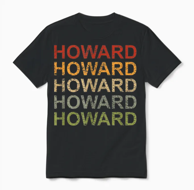 Retro Howard Personalised Howard Name Man Howard T-Shirt, Black Unisex T-Shirt in Black