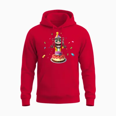 Talking Tom Birthday Cake Unisex Hoodie - Red