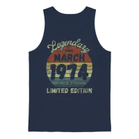 March 1974 - Vintage Birthday Present Unisex Tank Top - Navy – 1