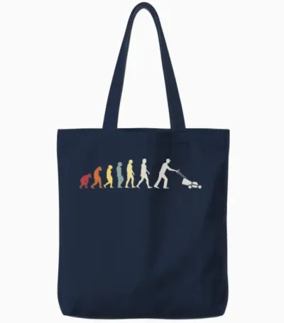Rasenmäher Gärtner Retro Rasenmähen Evolution Garten Rasen Tote Bags - Navy